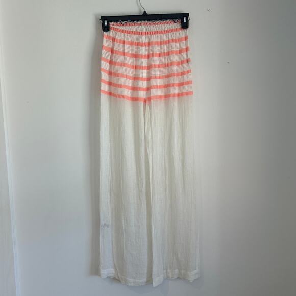 NWOT lemlem Sheer Wide-Leg Beach Pants, Coral & White Stripe, Women's Size Small - Picture 4 of 5